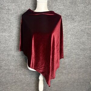 Arianna by Howard's Velvet Poncho Wrap Burgundy Asymmetrical One Size